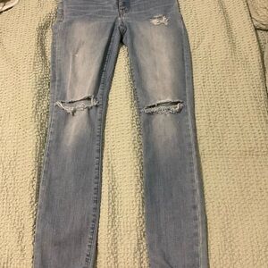 Madewell Faded Blue Ripped Skinny Jeans
